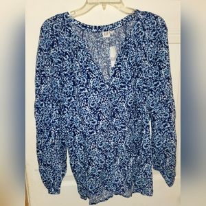GAP blue floral blouse